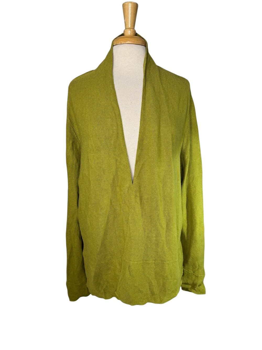 EILEEN FISHER Woman Linen Cotton Blend Open Cardigan in Spring Green Size 2X